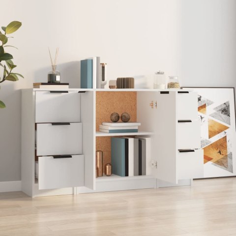 Szafki, 3 szt., biały, materiał drewnopochodny Szafki, 3 szt., biały, materiał drewnopochodny