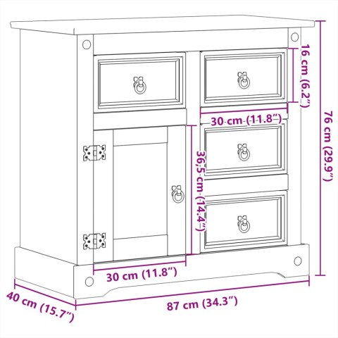 Komoda Corona, 87x40x76 cm, lite drewno sosnowe Komoda Corona, 87x40x76 cm, lite drewno sosnowe