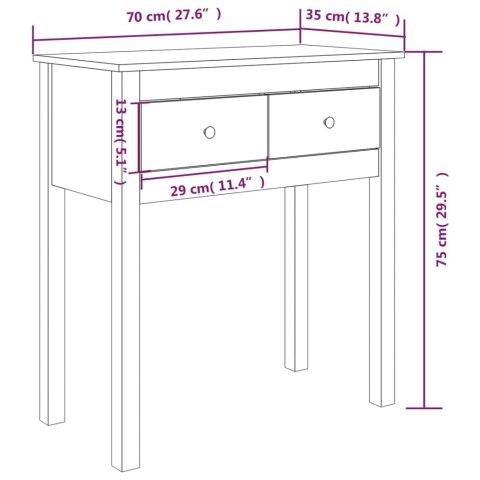 Stolik konsolowy, biały, 70x35x75 cm, lite drewno sosnowe Stolik konsolowy, biały, 70x35x75 cm, lite drewno sosnowe