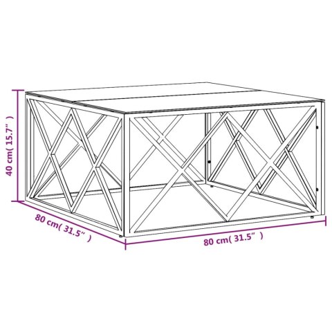 Stolik kawowy, 80x80x40 cm, stal nierdzewna i szkło Stolik kawowy, 80x80x40 cm, stal nierdzewna i szkło