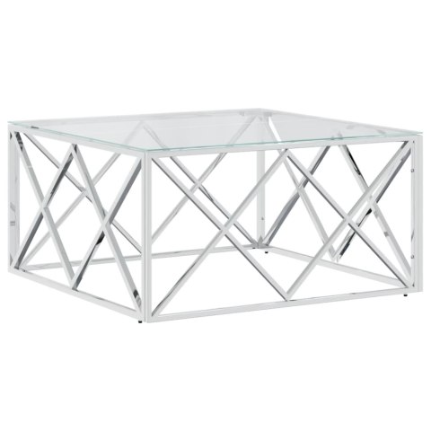 Stolik kawowy, 80x80x40 cm, stal nierdzewna i szkło Stolik kawowy, 80x80x40 cm, stal nierdzewna i szkło