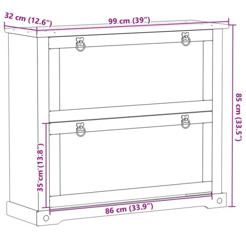 Szafka na buty Corona, 99x32x85 cm, lite drewno sosnowe Szafka na buty Corona, 99x32x85 cm, lite drewno sosnowe