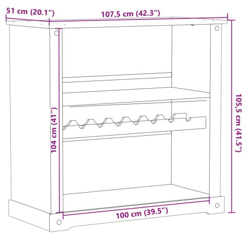 Szafka na wino Corona, 107,5x51x105,5 cm, lite drewno sosnowe Szafka na wino Corona, 107,5x51x105,5 cm, lite drewno sosnowe