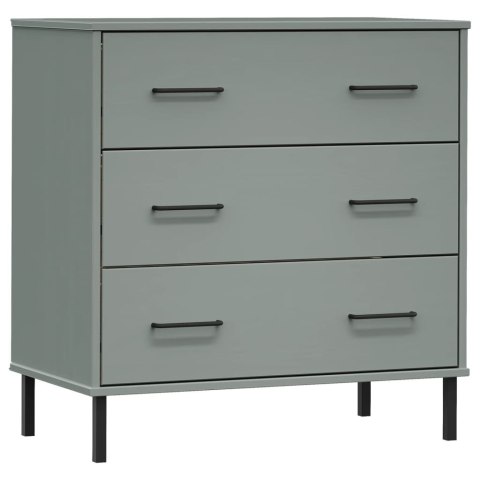 Komoda OSLO z 3 szufladami, szara, 77x40x79,5 cm, lite drewno Komoda OSLO z 3 szufladami, szara, 77x40x79,5 cm, lite drewno
