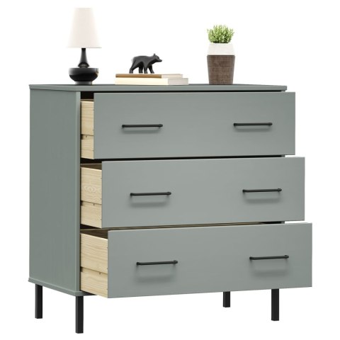 Komoda OSLO z 3 szufladami, szara, 77x40x79,5 cm, lite drewno Komoda OSLO z 3 szufladami, szara, 77x40x79,5 cm, lite drewno