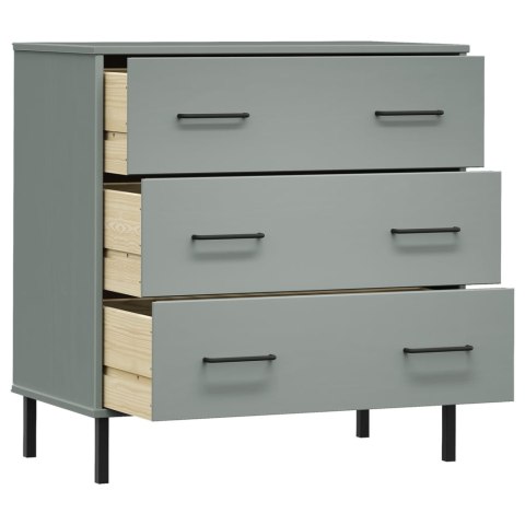 Komoda OSLO z 3 szufladami, szara, 77x40x79,5 cm, lite drewno Komoda OSLO z 3 szufladami, szara, 77x40x79,5 cm, lite drewno
