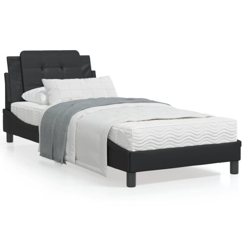 VidaXL Rama łóżka z zagłówkiem, czarna, 100x200 cm, sztuczna skóra