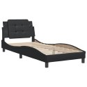 VidaXL Rama łóżka z zagłówkiem, czarna, 90x190 cm, sztuczna skóra