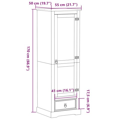 Szafa Corona, 55x50x170 cm, lite drewno sosnowe Szafa Corona, 55x50x170 cm, lite drewno sosnowe