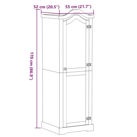 Szafa Corona, 55x52x170 cm, lite drewno sosnowe Szafa Corona, 55x52x170 cm, lite drewno sosnowe