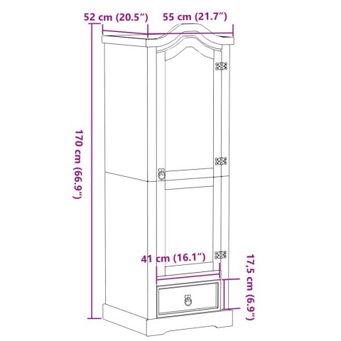Szafa Corona, 55x52x170 cm, lite drewno sosnowe Szafa Corona, 55x52x170 cm, lite drewno sosnowe