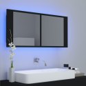 VidaXL Szafka łazienkowa z lustrem i LED, czarna, 100x12x45 cm, akryl