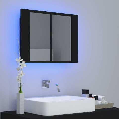 Szafka łazienkowa z lustrem i LED, czarna, 60x12x45 cm, akryl Szafka łazienkowa z lustrem i LED, czarna, 60x12x45 cm, akryl