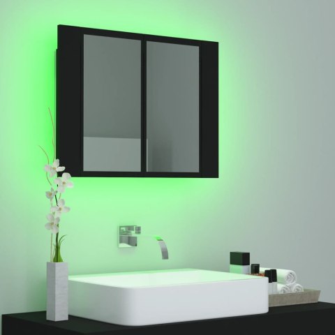 Szafka łazienkowa z lustrem i LED, czarna, 60x12x45 cm, akryl Szafka łazienkowa z lustrem i LED, czarna, 60x12x45 cm, akryl