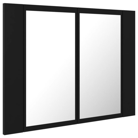 Szafka łazienkowa z lustrem i LED, czarna, 60x12x45 cm, akryl Szafka łazienkowa z lustrem i LED, czarna, 60x12x45 cm, akryl