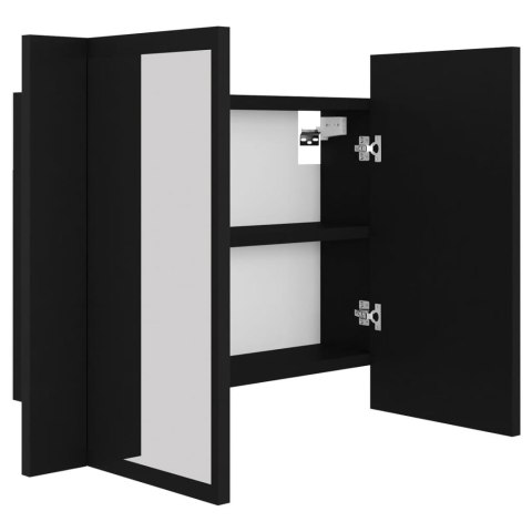 Szafka łazienkowa z lustrem i LED, czarna, 60x12x45 cm, akryl Szafka łazienkowa z lustrem i LED, czarna, 60x12x45 cm, akryl