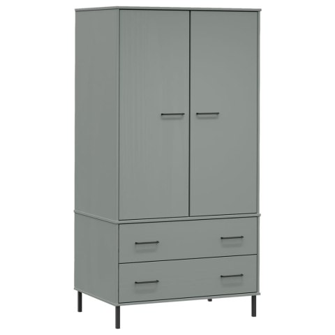 Szafa OSLO, metalowe nóżki, szara, 90x55x172,5 cm, lite drewno Szafa OSLO, metalowe nóżki, szara, 90x55x172,5 cm, lite drewno