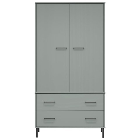 Szafa OSLO, metalowe nóżki, szara, 90x55x172,5 cm, lite drewno Szafa OSLO, metalowe nóżki, szara, 90x55x172,5 cm, lite drewno
