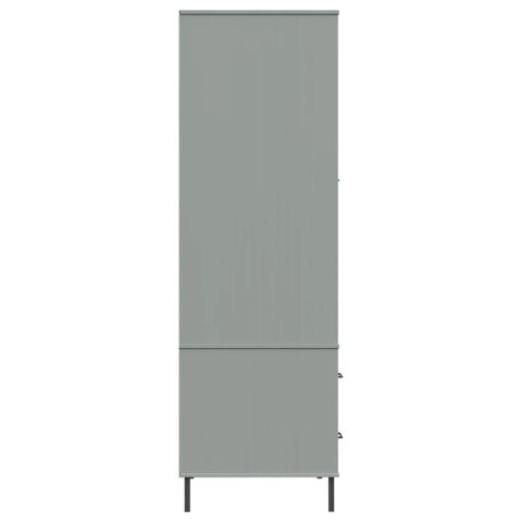 Szafa OSLO, metalowe nóżki, szara, 90x55x172,5 cm, lite drewno Szafa OSLO, metalowe nóżki, szara, 90x55x172,5 cm, lite drewno