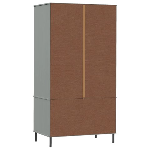 Szafa OSLO, metalowe nóżki, szara, 90x55x172,5 cm, lite drewno Szafa OSLO, metalowe nóżki, szara, 90x55x172,5 cm, lite drewno