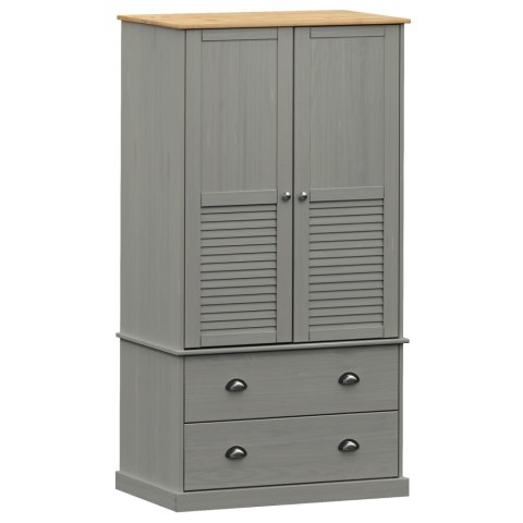 Szafa VIGO, szara, 90x55x176 cm, lite drewno sosnowe Szafa VIGO, szara, 90x55x176 cm, lite drewno sosnowe