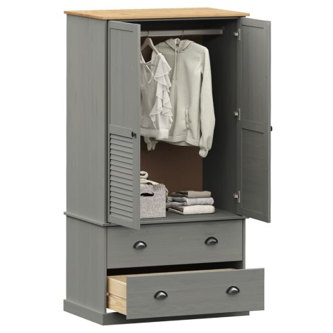Szafa VIGO, szara, 90x55x176 cm, lite drewno sosnowe Szafa VIGO, szara, 90x55x176 cm, lite drewno sosnowe