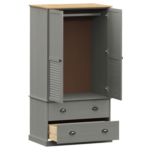 Szafa VIGO, szara, 90x55x176 cm, lite drewno sosnowe Szafa VIGO, szara, 90x55x176 cm, lite drewno sosnowe