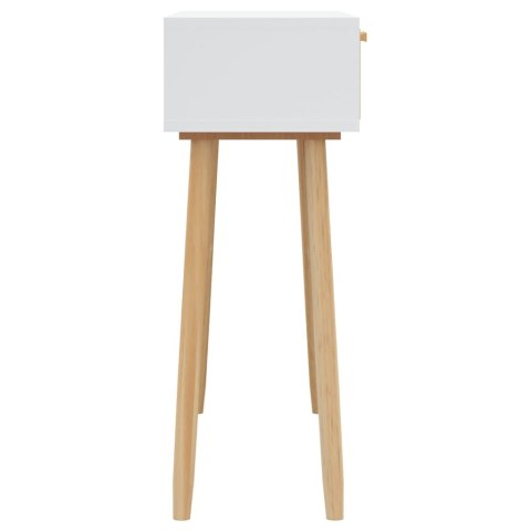 Stolik konsolowy, biały, 80x30x75 cm, lita sosna i rattan Stolik konsolowy, biały, 80x30x75 cm, lita sosna i rattan