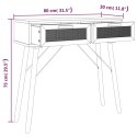 VidaXL Stolik konsolowy, biały, 80x30x75 cm, lita sosna i rattan