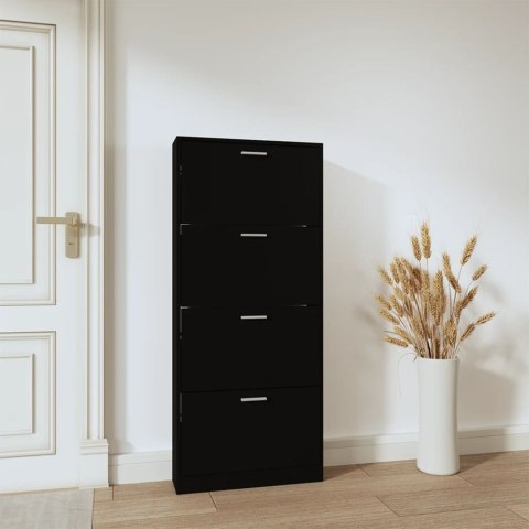 Szafa na buty, czarna, 59x17x150 cm, materiał drewnopochodny Szafa na buty, czarna, 59x17x150 cm, materiał drewnopochodny