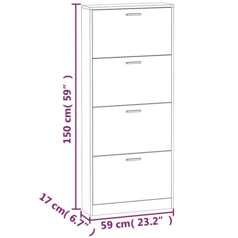 Szafa na buty, czarna, 59x17x150 cm, materiał drewnopochodny Szafa na buty, czarna, 59x17x150 cm, materiał drewnopochodny