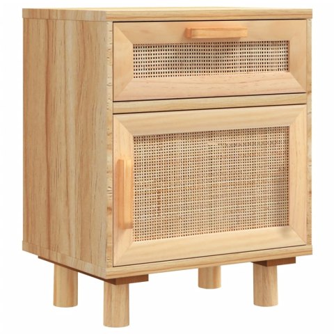 Szafka nocna, brązowe, lite drewno sosnowe i naturalny rattan Szafka nocna, brązowe, lite drewno sosnowe i naturalny rattan