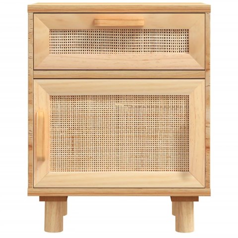 Szafka nocna, brązowe, lite drewno sosnowe i naturalny rattan Szafka nocna, brązowe, lite drewno sosnowe i naturalny rattan