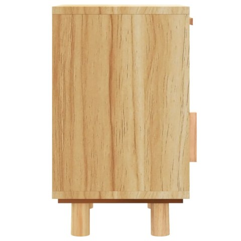 Szafka nocna, brązowe, lite drewno sosnowe i naturalny rattan Szafka nocna, brązowe, lite drewno sosnowe i naturalny rattan