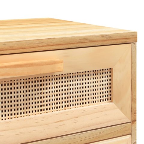 Szafka nocna, brązowe, lite drewno sosnowe i naturalny rattan Szafka nocna, brązowe, lite drewno sosnowe i naturalny rattan