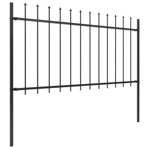 Ogrodzenie z prętów z grotami, stalowe, 15,3 x 1 m, czarne Ogrodzenie z prętów z grotami, stalowe, 15,3 x 1 m, czarne