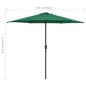 VidaXL Parasol ogrodowy na słupku aluminiowym, 270x246 cm, zielony