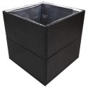 VidaXL Donica ogrodowa, czarna, 80x80x80 cm, rattan PE