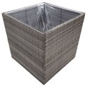 VidaXL Donica ogrodowa, szara, 80x80x80 cm, rattan PE