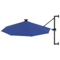 VidaXL Parasol ścienny z LED, na metalowym słupku, 300 cm, niebieski