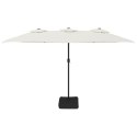 VidaXL Podwójny parasol ogrodowy z LED, piaskowa biel, 449x245 cm