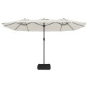 VidaXL Podwójny parasol ogrodowy z LED, piaskowa biel, 449x245 cm