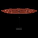 VidaXL Podwójny parasol ogrodowy z LED, terakotowy, 449x245 cm