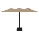 VidaXL Podwójny parasol ogrodowy z LED, kolor taupe, 449x245 cm