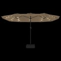 VidaXL Podwójny parasol ogrodowy z LED, kolor taupe, 449x245 cm