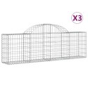 VidaXL Kosze gabionowe, 3 szt, 200x30x60/80 cm, galwanizowane żelazo