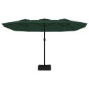 VidaXL Podwójny parasol ogrodowy z LED, zielony, 449x245 cm