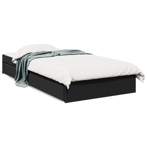 VidaXL Rama łóżka z szufladami, czarna, 90x200 cm