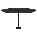 VidaXL Podwójny parasol ogrodowy z LED, czarny, 449x245 cm