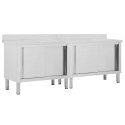  Stoły robocze, przesuwne drzwi 2 szt., 240x50x(95-97) cm, stal